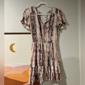 American Rag Ruffled Peasant Dress Soft Mauve Size small